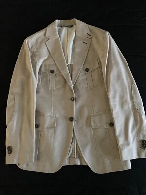 Beige lanifico del casentino safari 夹克 尺寸 36 R 带工作纽扣孔  — 第 1/4 张图片