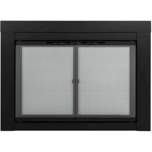 Fireplace Doors Small Tempered Glass Cabinet-Styled with Built-In Mesh Panels - Picture 1 of 8