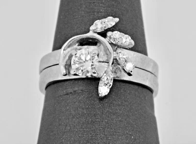 0.47ctw Diamond Solitaire with Accents Wedding Set 14k White Gold - Image 1 of 4