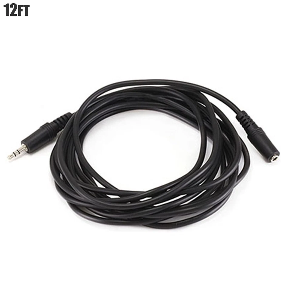 12FT 3.5mm 1/8" TRS Stereo Male to Female AUX Audio Extension Cable Cord Black - Image 1 of 1