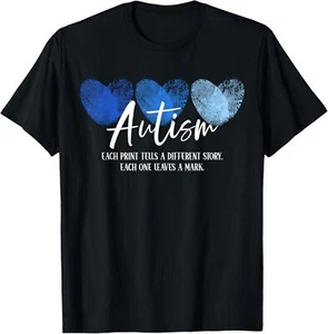 Fingerprint Heart Autism Each Print Tells A Different Story Hoodie or T-Shirt - Picture 1 of 5