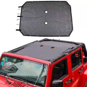 Sunshade Mesh Shade Top Cover for Jeep Wrangler JK JKU 2007-2017 (Black) 4 Door - Picture 1 of 17