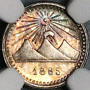 1885 NGC MS 65+ Guatemala 1/4 Real Volcanoes Key Silver Coin POP 1/1 (20032302D) - Picture 1 of 6