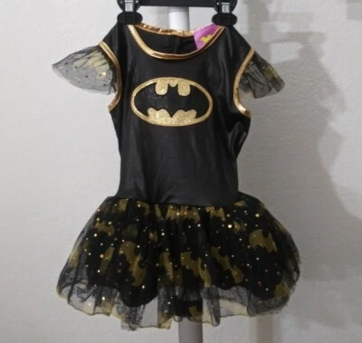 Rubies Size S Batgirl Black Gold Cap Sleeve Costume Dress Childs Halloween Tutu. - Image 1 of 4