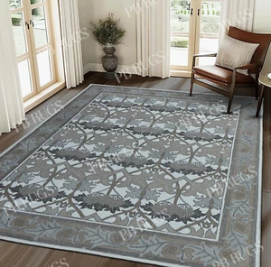 William Morris Cecil Gray Handmade Tufted Woolen Area Rugs & Carpet - Picture 1 of 11