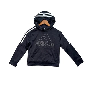 Adidas Niños Jóvenes Pullover Performance Sudadera con Capucha Gris Blanco 3 Rayas talla S/8 - Imagen 1 de 2