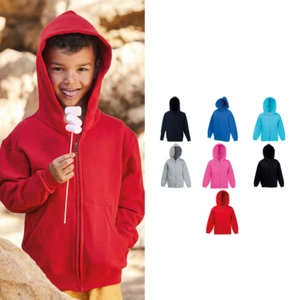 Kids Classic Hooded Sweatshirt - Fruit of the Loom Boys/Girls hoodie - Picture 1 of 11