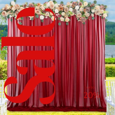 2 PANELS Chiffon Backdrop Curtains Drapes Sheer Chiffon Fabric Photography - Image 1 of 2