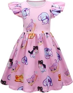Girls Super Kitties Flutter Dress Princess Birthday Party Costume Gifts - Picture 1 of 4