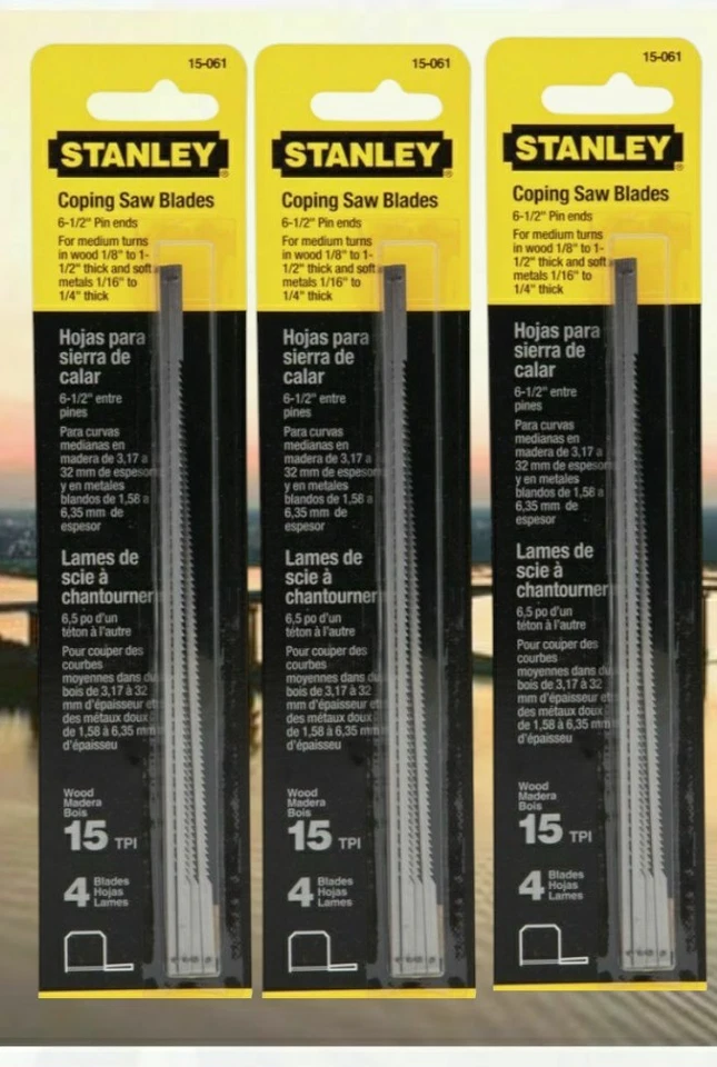 3 Packs Stanley 15-061 Strong Flexible Coping Saw Blades - Image 1 of 1