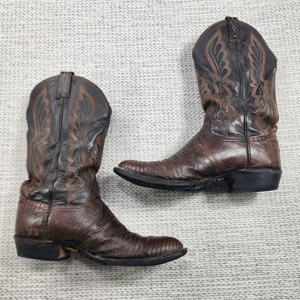 TONY LAMA Mens Gold Label Lizard Skin & Leather WESTERN 8536 Sz 11 2E - Image 1 of 4