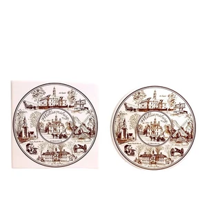 Vtg Colonial Williamsburg Virginia Trivets Round & Square Ceramic Tile Cork Back - Picture 1 of 7