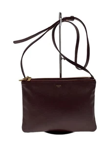 Bolso de Hombro CELINE Trío Grande Cuero Burdeos Sólido Usado - Imagen 1 de 7