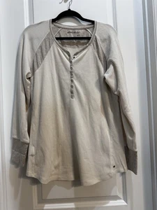 T-shirt Henley Eddie Bauer beige waffle 2XL ascella ad ascella 22” lunghezza 29” - Foto 1 di 7