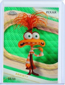 2025 Topps Chrome Disney ANXIETY No. 84 Inside Out Green Wave Refractor 8/99 - Picture 1 of 2