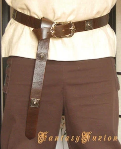 Medieval Celtic Lord Leather Belt With Square Conchos - Bild 1 von 2