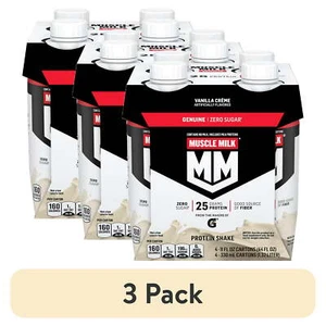 (3 Pack) Muscle Milk Genuine Protein Shake, Vanilla Creme, 11 Fl Oz Carton, 4 Pk - Picture 1 of 7