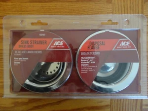 ACE Kitchen Sink Fixed Post Basket Strainer & Garbage Disposal Flange Set CHROME - Picture 1 of 8
