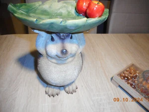 Igel Figur mit Schale Herbstinnendekoration 24 cm stehend - Picture 1 of 5
