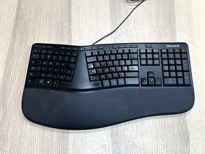 Microsoft Ergonomic Full size USB Wired Mechanical Keyboard Black Model 1878 - Picture 1 of 7