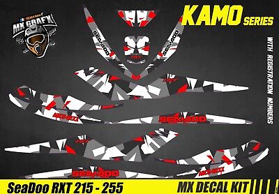 Kit Déco Pour / Decal Kit For Jet Ski Sea-Doo RXT 215 / 255 - Kamo Red • 357.90€