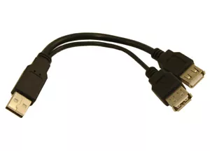 6inch USB 2.0 Male to Dual Female (1 Power 1 Data/Powr) Y-Cable - Picture 1 of 3