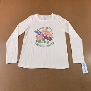 Carters Girls Size 14 White Grow Wild Flower Child Long Sleeve Graphic Tee NWT - Picture 1 of 6