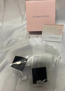 Diamonique~ Classics Leverback Earrings, Sterling Silver, NEW!(Opened Bx) - Picture 1 of 5