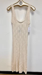 Brandneu Aqua & Kristopher Brock Baumwolle Häkel Elfenbein Creme Midi Kleid Exklusiv - Bild 1 von 12
