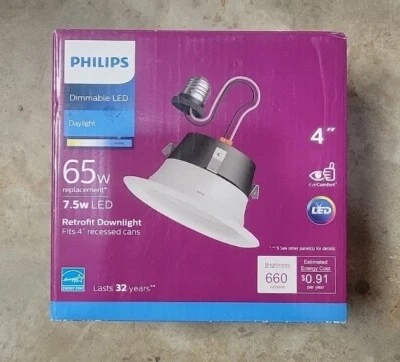 Philips 4 In. Retrofit White LED Recessed Light Kit, Daylight 5966431U3 Philips - Image 1 of 4