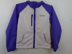 Columbia Jacket Girl's 10/12 White Purple Full Zip Hoodie Long Sleeve - Picture 1 of 10