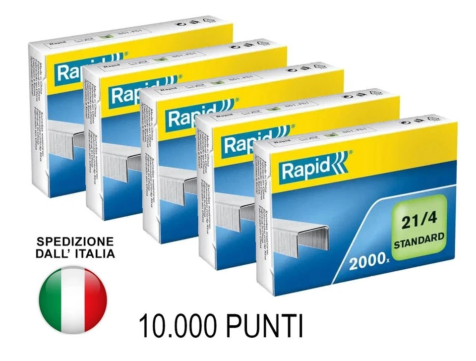 PUNTI METALLICI RAPID 21/4 5 CONFEZIONI 10000 PUNTI 4mm SPILLATRICE - Immagine 1 di 1
