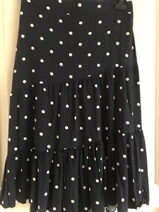 Decjuba Womens Skirt Navy Blue White Dots Size M Maxi Elastic Back - Picture 1 of 9