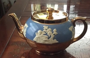 Rare Turquoise blue jeweled gold Gibson’s England teapot Staffordshire HTF! - Picture 1 of 9