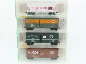 N Micro-Trains MTL 20226-2 SP&S/GN/NP/CB&Q Fallen Flags Freight 4-Pack - Sealed - Picture 1 of 7
