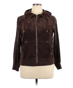 Michael Michael Kors Size XL brown velour velvet long sleeve full zip jacket - Picture 1 of 5
