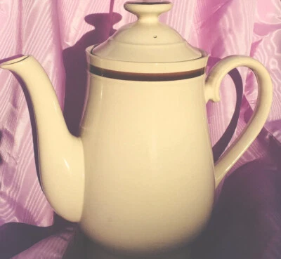 Tetera grande japonesa estilo antiguo envío y chocolate porcelana de hueso con rasgueo en el interior Foto 1 de 4