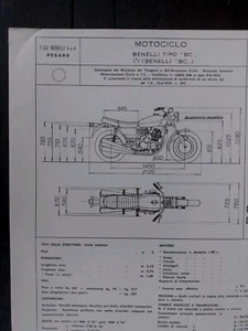BENELLI SEI 750 BC 6 CILINDRI Scheda Originale Omologazione 1974 ASI FMI DIAGRAM - Imagen 1 de 5