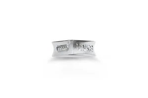 Anillo cuadrado de plata de ley eslabones con fecha de fundación - Imagen 1 de 3