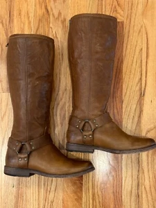 Frye Womens Phillip Harness Tall Leather Riding Boots Cognac Size 6.5 with box - Picture 1 of 14