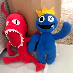 Rainbow Friends Maroon & Blue Plush Monster Roblox Video Game Character Doll LOT - Picture 1 of 9