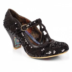 femmes Irregular Choice joliment Done Paillettes Noires bottines - Picture 1 of 3