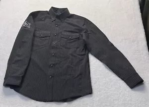 Harley Davidson Striped Black Gray Long Sleeve Button Up Shirt S MENS - Picture 1 of 10