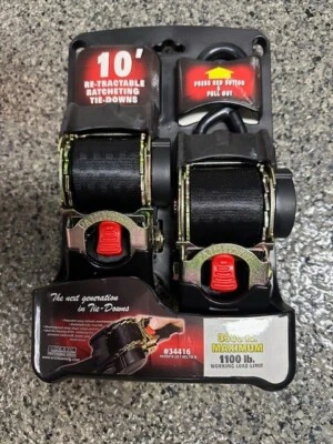 Correas de amarre de trinquete retráctiles Erickson 34416 Pro Series negras de 2" x 10' Foto 1 de 4