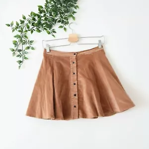 Brandy Melville Women's Button Front Skater Skirt One Size Brown Tan - Picture 1 of 4