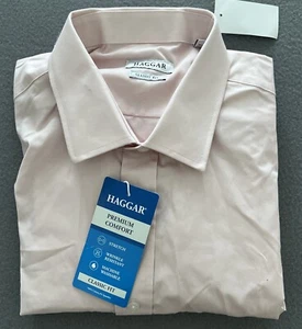Haggar Men's Classic Fit Comfort Collar Pink Button Down Shirt Sz 34/35 17-17.5 - Picture 1 of 10