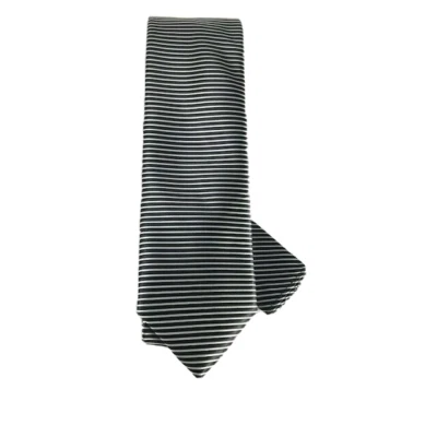 Barcelona Cravatte Men's Tie Hanky Set Black Silver Striped Polyester 3.25" Wide - Image 1 of 2