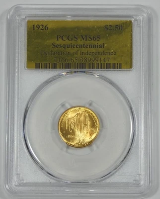 1926 Sesquicentennial of American Independence $2.50 Gold Commem PCGS MS 65 - Image 1 of 4
