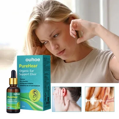 Gotas orgánicas para los oídos cuidado del oído alivio del tinnitus dolor apoyo auditivo 30 ml Foto 1 de 4