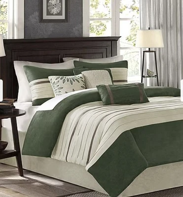 Madison Park Teagan 7-pc. Faux Suede Comforter Set King   Green - Image 1 of 4